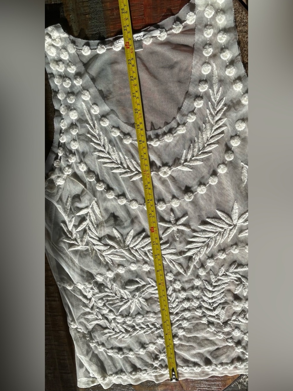 LC Lauren Conrad Coachella Sunrise Ivory Sheer Boho Embroidered Tank Top Size L - Picture 11 of 13